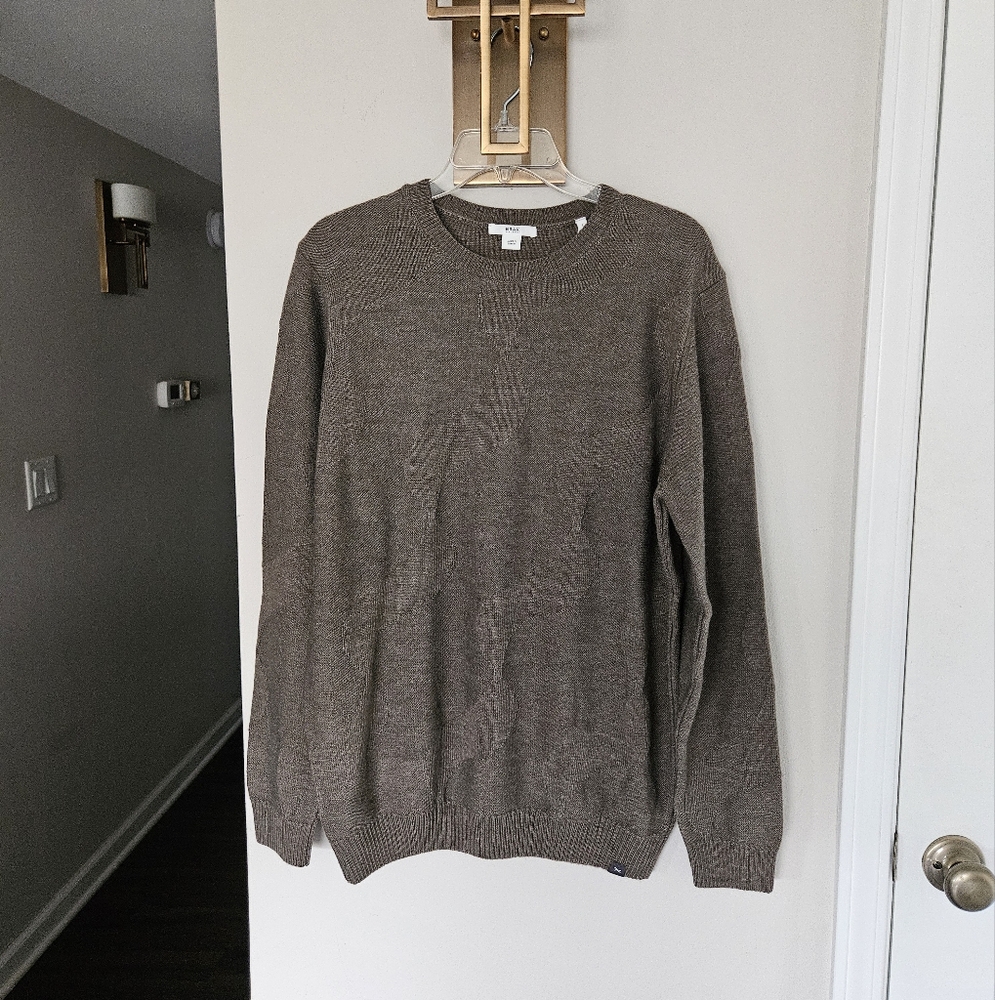 Brax Mens Taupe Style Rick Wool Crewneck Sweater NWT Size Large